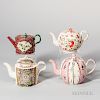 Four Early Creamware Teapots and Covers