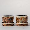 Pair of Wedgwood & Bentley Surface Agate Cache Pots and Stands