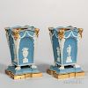 Pair of Wedgwood Solid Pale Blue Jasper Footed Vases