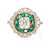 An Edwardian Platinum Topped Gold, Diamond and Emerald Ring, 3.00 dwts.