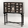 Baroque-style Ebony-veneered Inlaid Cabinet on Stand