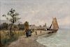 Dutch School, 19th/20th Century  Shore View with Fisherfolk