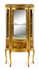 * A Louis XV Style Giltwood and Vernis Martin Vitrine Cabinet Height 55 1/4 x width 26 1/4 x depth 13 1/2 inches.