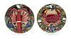 * A Pair of Portuguese Palissy Style Ceramic Plaques Diameter 13 inches.