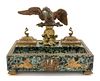 * An Empire Style Gilt Bronze and Marble Encrier Width 14 inches.