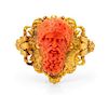 A Victorian Yellow Gold and Carved Coral Cameo Brooch, 6.80 dwts.