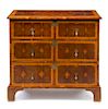 A William and Mary Oysterwood Chest of Drawers Height 33 1/2 x width 37 x depth 18 1/2 inches.