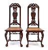 * A Pair of William and Mary Style Oak Side Chairs Height 46 inches.