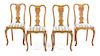 A Set of Four Queen Anne Style Side Chairs Height 39 1/2 x width 18 3/4 x depth 17 3/8 inches.