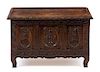 A Gothic Revival Oak Chest Height 20 3/4 x width 33 3/4 x depth 18 inches.