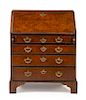A George III Style Walnut Slant Front Desk Height 37 x width 30 x depth 18 3/8 inches.