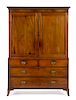 * A George III Style Mahogany Linen Press Height 78 1/2 x width 54 x depth 22 inches.