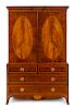 * A Regency Style Mahogany Linen Press Height 86 x width 53 3/4 x depth 23 inches.