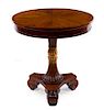 * A Regency Style Parcel Gilt Mahogany Side Table Height 28 x diameter of top 27 inches.