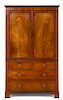 An English Inlaid Mahogany Linen Press Height 87 x width 50 1/8 x depth 21 inches.