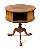 A Chippendale Style Walnut Drum Table Height 30 x diameter of top 28 inches.