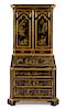 A Chinoiserie Lacquered Secretary Bookcase Height 86 x width 46 x depth 24 inches.