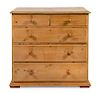 An English Pine Chest of Drawers Height 41 3/4 x width 43 1/4 x depth 21 1/4 inches.