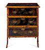 * A Victorian Bamboo and Lacquer Chest of Drawers Height 36 1/2 x width 30 1/2 x depth 17 1/2 inches.
