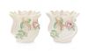* A Pair of Belleek Vases Height 3 1/2 inches.