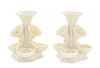 * A Pair of Belleek Marine Epergnes Height 7 inches.