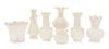* Seven Belleek Vases Height of tallest 8 inches.