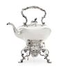 A Victorian Silver Water Kettle on Stand, T. J. & N. Creswick, Sheffield, 1849, the lid with a blossom finial, the lamp stand wi