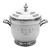 An American Silver Ice Bucket, Poole Silver Co., Taunton, NY, Mid-20th Century, the domed lid with an urn form finial, the twin-