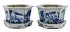 A Pair of Chinese Porcelain Jardinieres on Stands Height 8 3/4 inches.