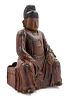 A Chinese Lacquered Carved Wood Figure Height overall 18 inches.