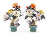 A Pair of Chinese Hardstone Floral Arrangements Height 16 1/2 inches.