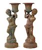A Pair of Victorian Style Cast Iron Figural Jardinieres Height 52 inches.