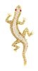 An 18 Karat Yellow Gold, Diamond, Colored Diamond and Ruby Lizard Brooch, 5.20 dwts.