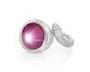 A Platinum, Pink Star Sapphire, and Diamond Ring, 7.90 dwts.