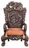 Large Chinese Carved Dragon-Figural Arm Chair