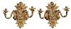 Pair of Gilt Bronze Mask Form Wall Sconces