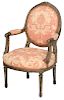 Louis XVI-Style Fortuny Upholstered Arm Chair