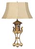 Champleve, Marble and Gilt Bronze Lamp