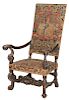 Flemish, Baroque Style Tapestry Open Arm Chair
