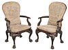 Pair of George II-Style Mahogany Arm Chairs