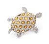A Platinum, Citrine and Diamond Articulated Turtle Brooch, 7.30 dwts.