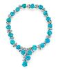 An 18 Karat White Gold, Turquoise, Aquamarine and Diamond Necklace, Michele della Valle, 68.80 dwts.