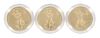 Three Gold American Fifty Dollar Proof Coins