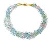 A Multi Strand Beryl Bead Necklace,