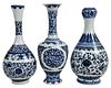 Three Chinese Blue and White Vases