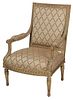 Louis XVI-Style Carved and Gilt Wood Arm Chair