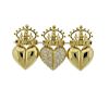 18k Gold Diamond Crown Heart Brooch Pin 