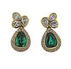 Amaya 18K Gold Diamond Emerald Drop Earrings