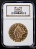Gold Liberty Head twenty dollar coin, 1861, NGC MS-60.
