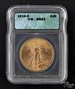 Gold Saint Gaudens twenty dollar coin, 1910 D, ICG MS-65.